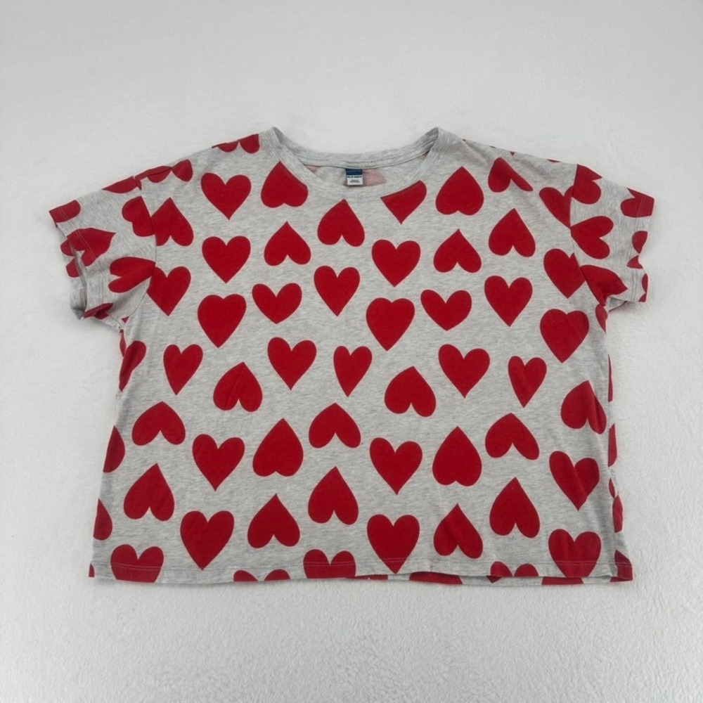 Old Navy Red Heart‎ Print Valentines Day Tee Shirt Womens L